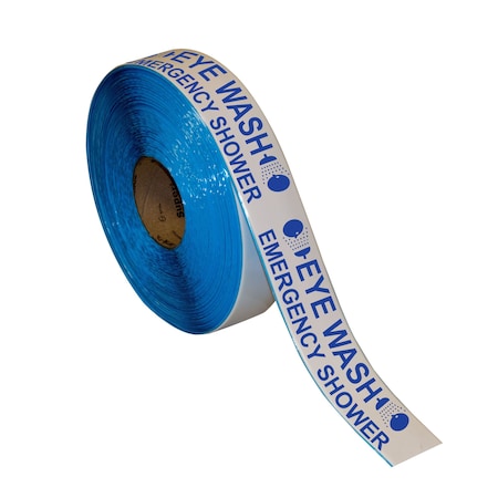 Superior Mark Floor Marking Message Tape, 2in x 100Ft, EYE WASH EMERGENCY SHOWER IN-40-972